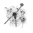dandelion with dragonfly's  tattoo design idea