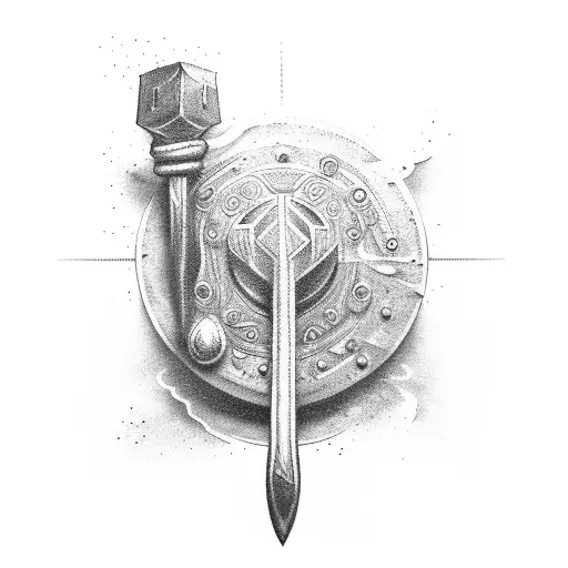 thors mjolnir and stormbreaker tattoo design idea