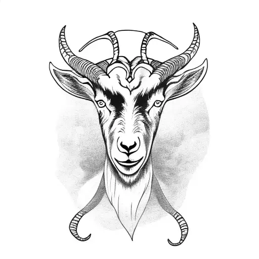 Goat's head with horns tattoo design idea