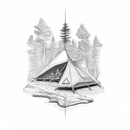 Appalachian trail insignia, Year and millage  2023 - 2198.4, Nature - boots, tree, mountains,  Broken lines tattoo design idea