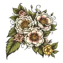 ' fine line around knee Florals/ Vines coming up and around tattoo design idea