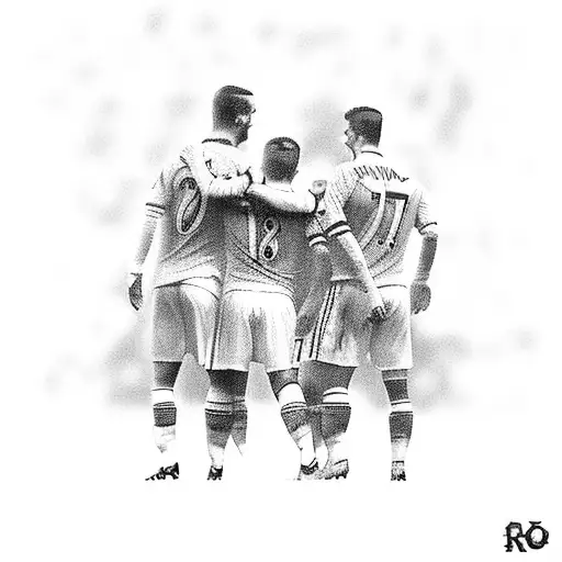 David Beckham Cristiano ronaldo And Eric Cantona standing infront of old trafford With their arms around each other  tattoo design idea