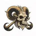 the skull of a ram whose horns are snakes tattoo design idea