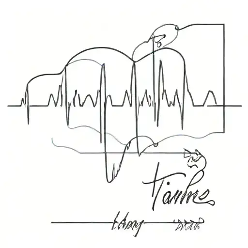 EKG heartbeat line with name 'Tianne' at the end tattoo design idea