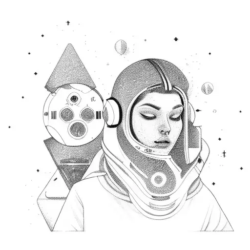 best friends cocaine edm space travel tattoo design idea