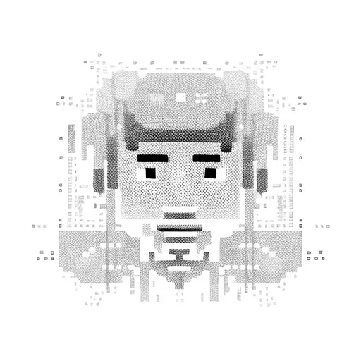A pixel art portrait of your son with a circuit board background representing your IT engineer occupation tattoo design idea
