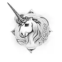 unicorn with celtic cross tattoo design idea