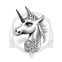 unicorn with celtic cross tattoo design idea