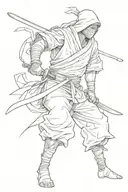 ninja with katana tattoo design idea