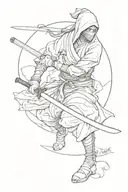 ninja with katana tattoo design idea