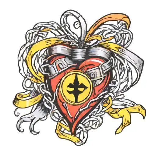 heart, barb wire, Pittsburgh Steelers, ribbon  tattoo design idea