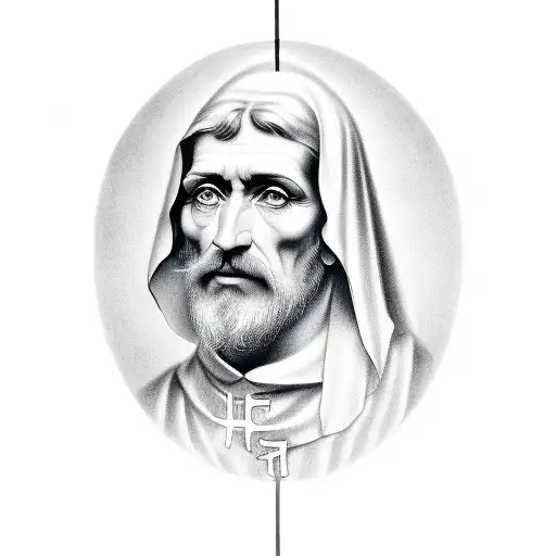 Saint Joseph fading into a picture of a grandfather  tattoo design idea