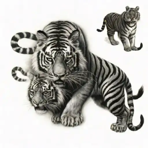 twin tiger thai style tattoo tattoo design idea