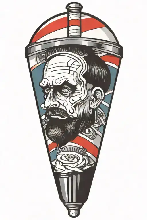 Barber's pole tattoo design idea