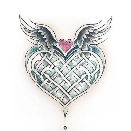 wave heart celtic  tattoo design idea
