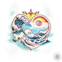 wave heart tattoo design idea
