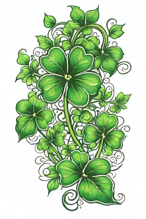 Irish Clover leaf vines wrapping tattoo design idea