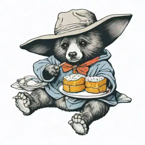 Paddington Bear eats marmalade sandwich  tattoo design idea