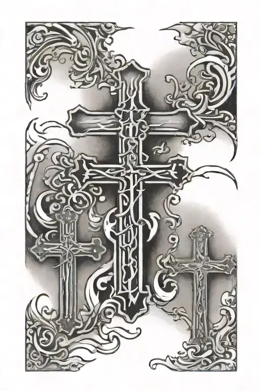 3 crosses with bible verse written tattoo design idea