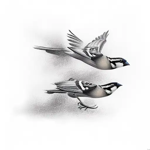 two sparrow birds flying  tattoo design idea