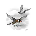 two sparrow birds flying  tattoo design idea