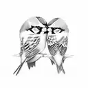 two sparrow birds flying  tattoo design idea