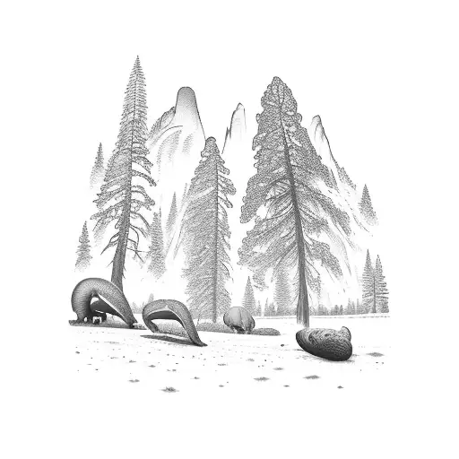 yosemite valley landscape inside a blue whale tattoo design idea
