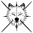 wolf with a compass long for forearm tattoo design idea