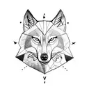 wolf with a compass below, with long arrow tattoo design idea