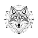 wolf with a compass below, with long arrow tattoo design idea