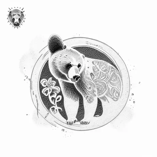 A dotwork tattoo of a bear symbolizing resilience and strength tattoo design idea
