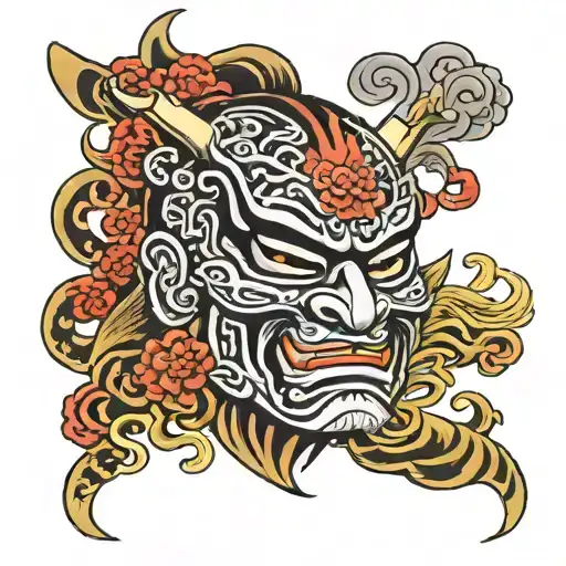 shogun mask tattoo design idea