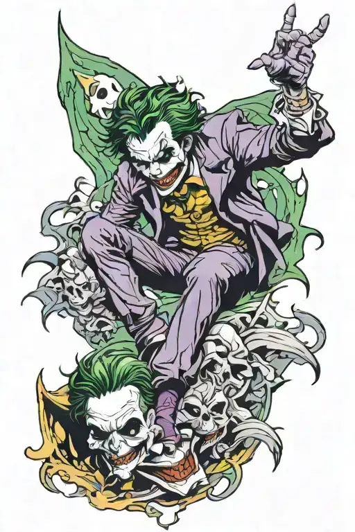 leg sleeve tattoo featuring the joker  tattoo design idea