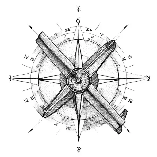 airplane with world and compass tattoo design idea