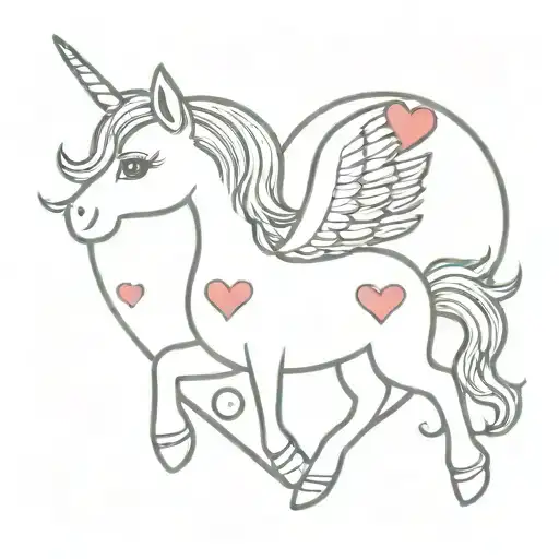 a cute tiny pegasus unicorn with a heart tattoo design idea
