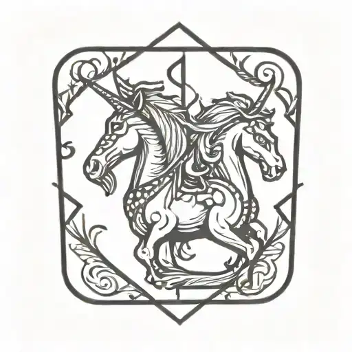 unicorn x dragon tattoo design idea