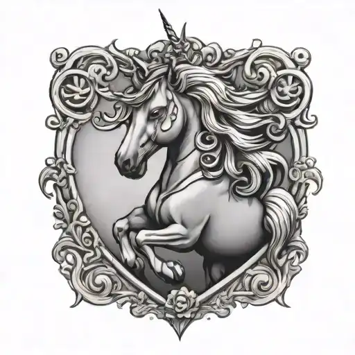 heart unicorn tattoo design idea