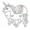 a cute tiny pegasus unicorn with a heart tattoo design idea