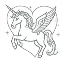 a cute tiny pegasus unicorn with a heart tattoo design idea