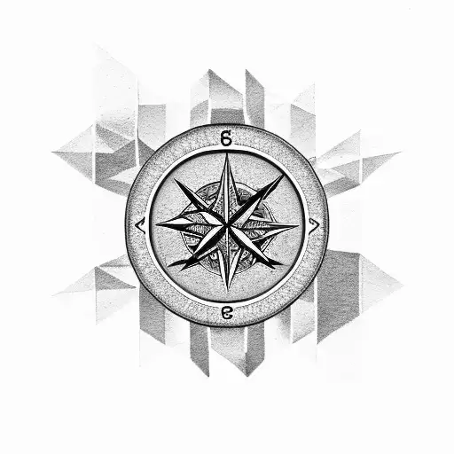 wind rose with one quarter made of watch face woth roman numerals tattoo design idea