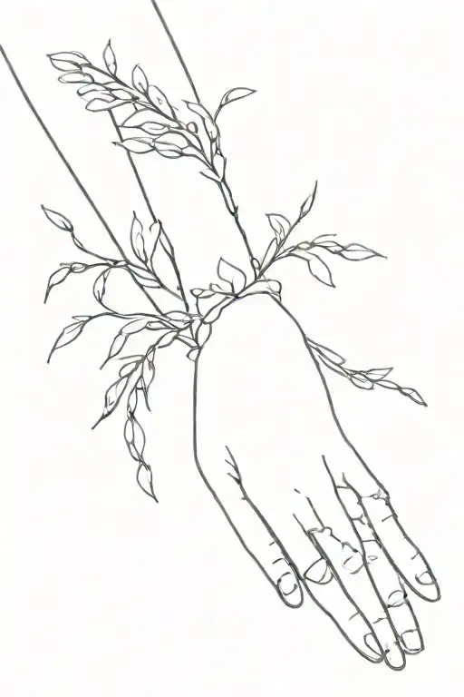 floral bracelet on wrist and forearm with pussy willows tattoo tattoo design idea