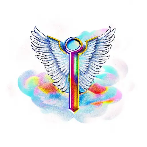 The Letters "OG" with a halo and wings cloud background  tattoo design idea