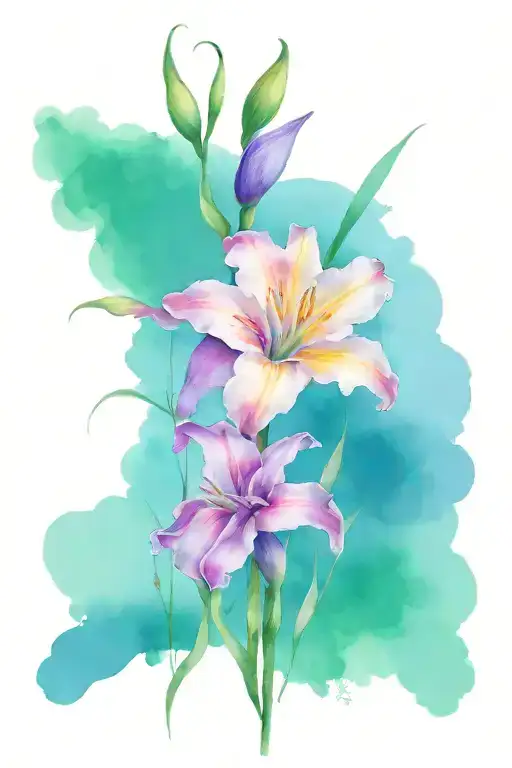 Gladiolus and poppy flower,marigold and cosmos flower,holly and narcissus flower tattoo design idea