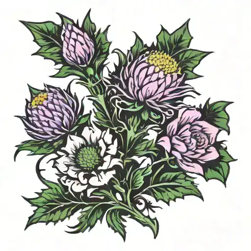 Scottish thistle, Irish shamrock, French flour de lys, Polish eagle tattoo design idea