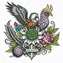 Scottish thistle, Irish shamrock, French flour de lys, Polish eagle tattoo design idea