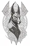 Tattoo Concept Style: Geometric Micro-Realism Location: Goddess Hel, God Anubis and Hades tattoo design idea