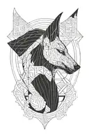 Tattoo Concept Style: Geometric Micro-Realism Location: Goddess Hel, God Anubis and Hades tattoo design idea