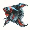 black blue and red Betta fish tattoo design idea