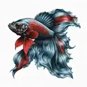 black blue and red Betta fish tattoo design idea