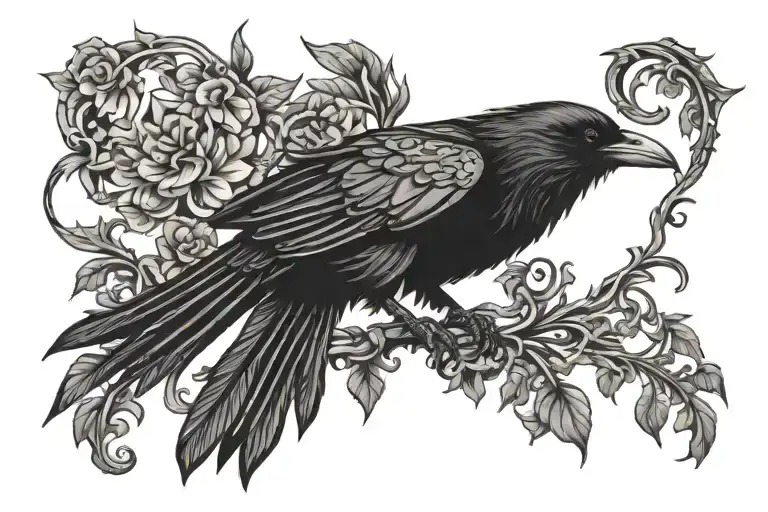 gothic raven emo tattoo design idea